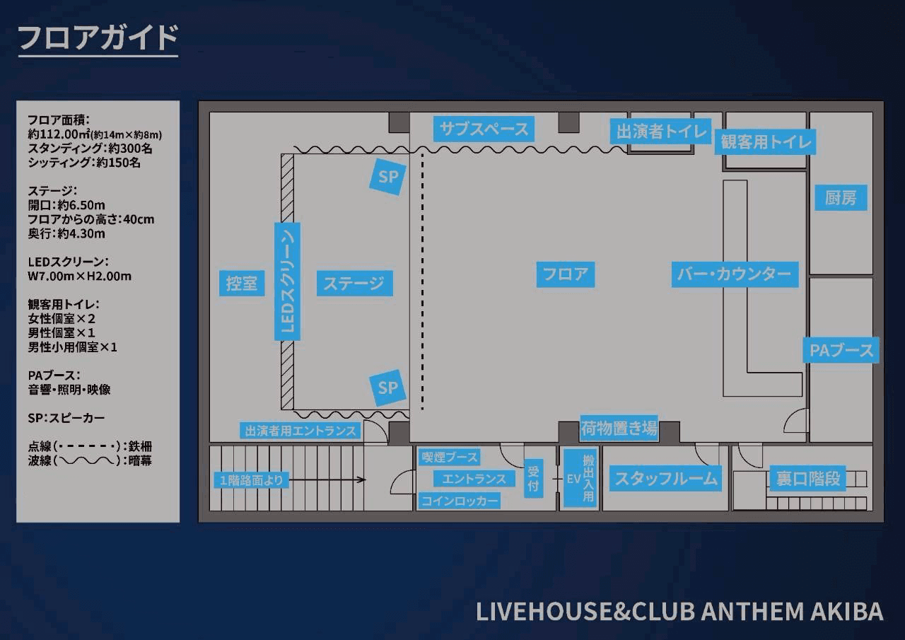 LIVEHOUSE&CLUB ANTHEM AKIBA 平面図
